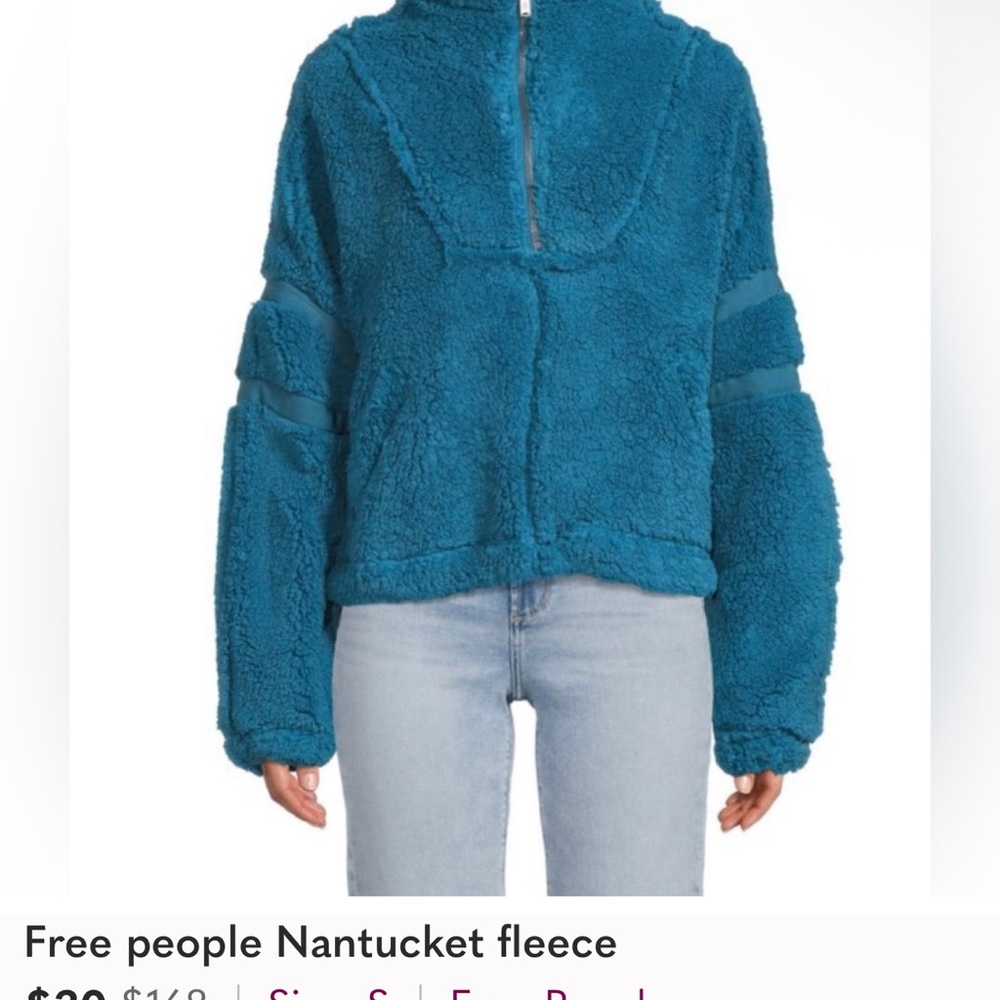 NWOT free People Blue Fleece Jacket